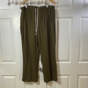 Peace Love World Olive Linen Pants with Drawstring